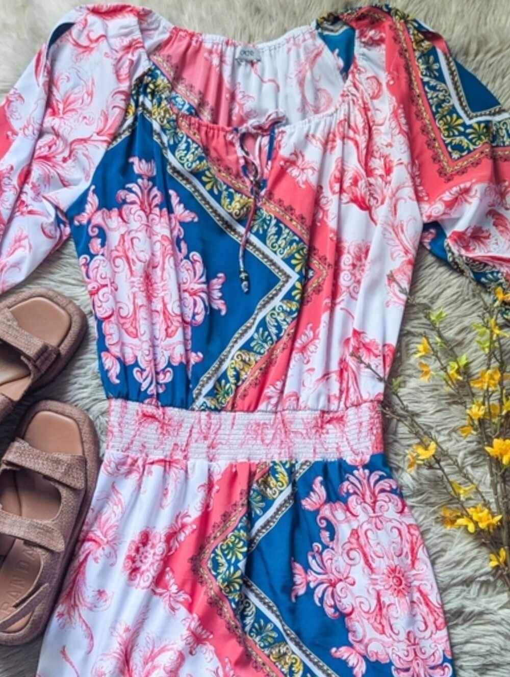 EUC Vintage Cache Scarf Print Dress